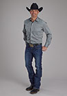 Men Roper grey textured snap long sleeve shirt