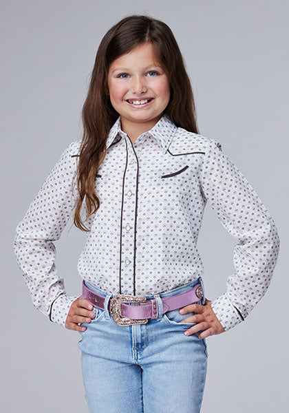 Girls Roper Long sleeve retro piped fancy yoke mini floral