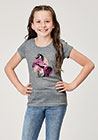 GIRLS KNIT NOVELTY/APPLIQUE/EMBROIDERY PRINTED KNIT LT GRY P/R SS TEE