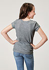 GIRLS KNIT NOVELTY/APPLIQUE/EMBROIDERY PRINTED KNIT LT GRY P/R SS TEE