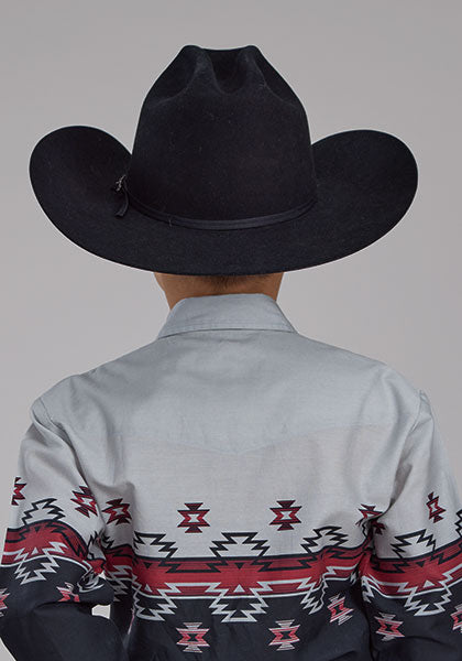 Boys Long Sleeve Ombre Aztec Snap shirt Roper