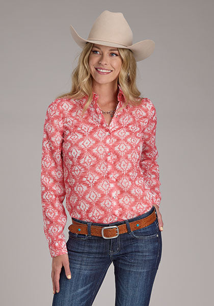 ROPER L/S WESTERN SHIRT IKAT AZTEC PRT POLYESTER BLOUSEV V