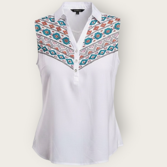 2849 RAYON CHALLIS SLVLS BLOUSE