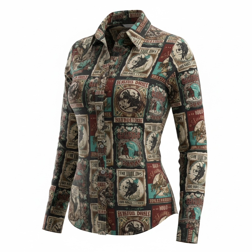 WOMEN'S L/S VINTAGE RODEO BUTTON UP