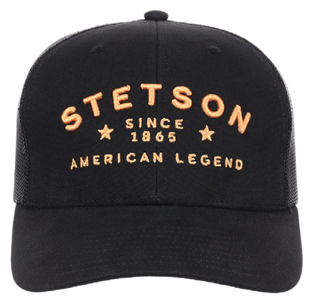 STETSON TRUCKER BALL CAP STETSON BLOCK EMBROIDERY W/STARS