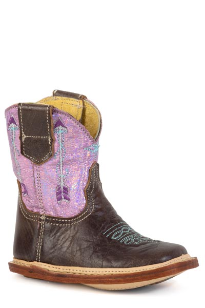 Cowbabies Marbled Brown Leather Pink with Arrows