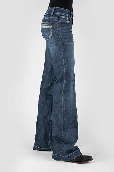 WOMENS JEAN ELLA TROUSER FIT CREAM DECO EMB BACK PKT