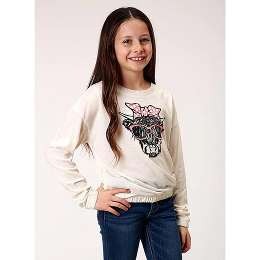 LONG SLEEVE HIGHLAND COW T-SHIRT IN WHITE BY ROPER