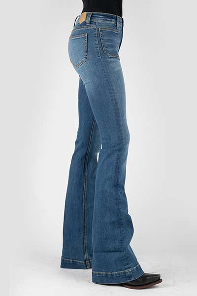 WOMENS JEAN LIBBY HIGH RISE FLARE SQUARE PKT ON FRONT