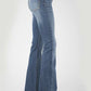 WOMENS JEAN  HIGH RISE FLARE FIT PLAIN BACK PKT LIGHT WASH OWS