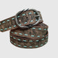 Woman's Teal and Brown Buck-stitch Belt