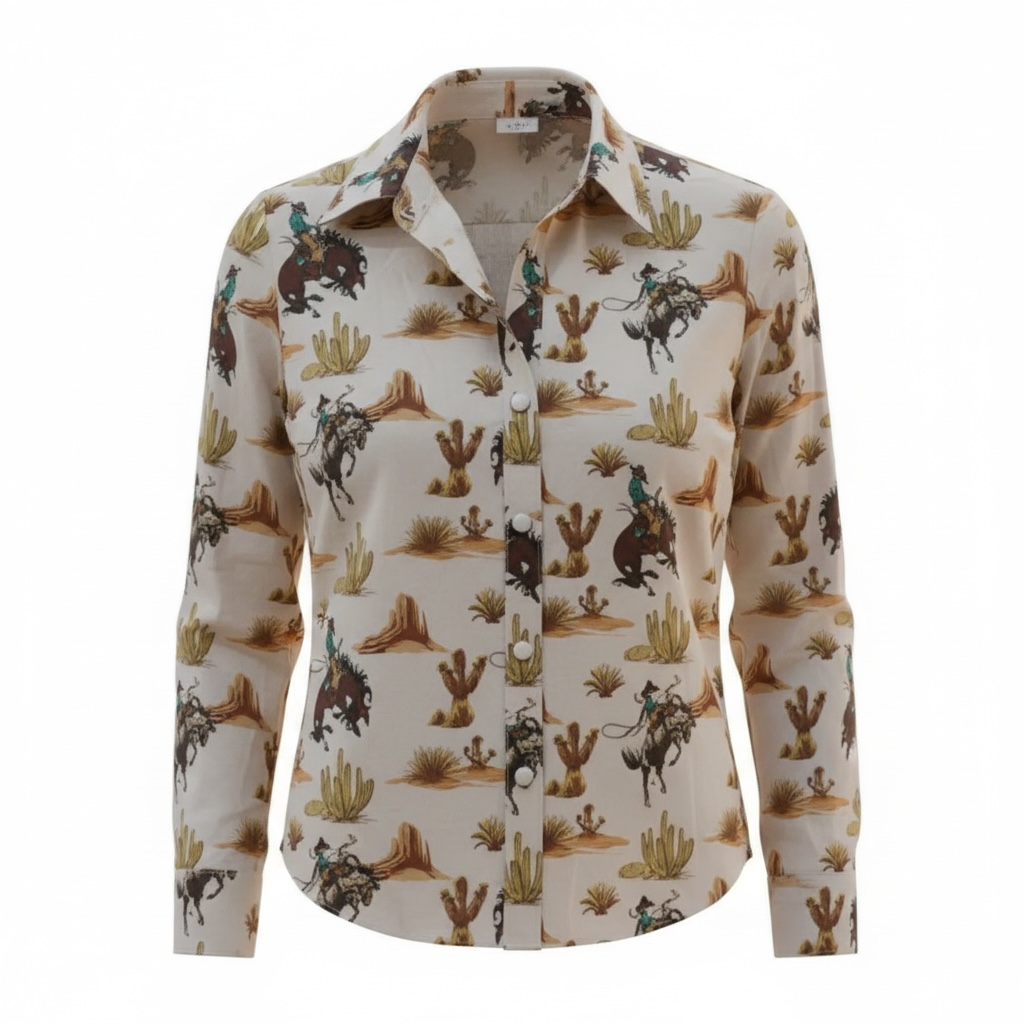 WOMEN'S L/S DOWN IN THE DESERT BUTTON UP