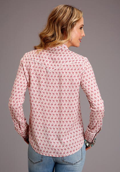 WOMENS SHIRT STETSON PRINTS COTTAGE FLORAL FLAT WEAVE RAYON