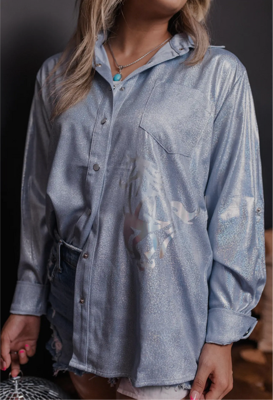 WOMEN’S WILD HORSES PEARL SNAP GOLD FOIL