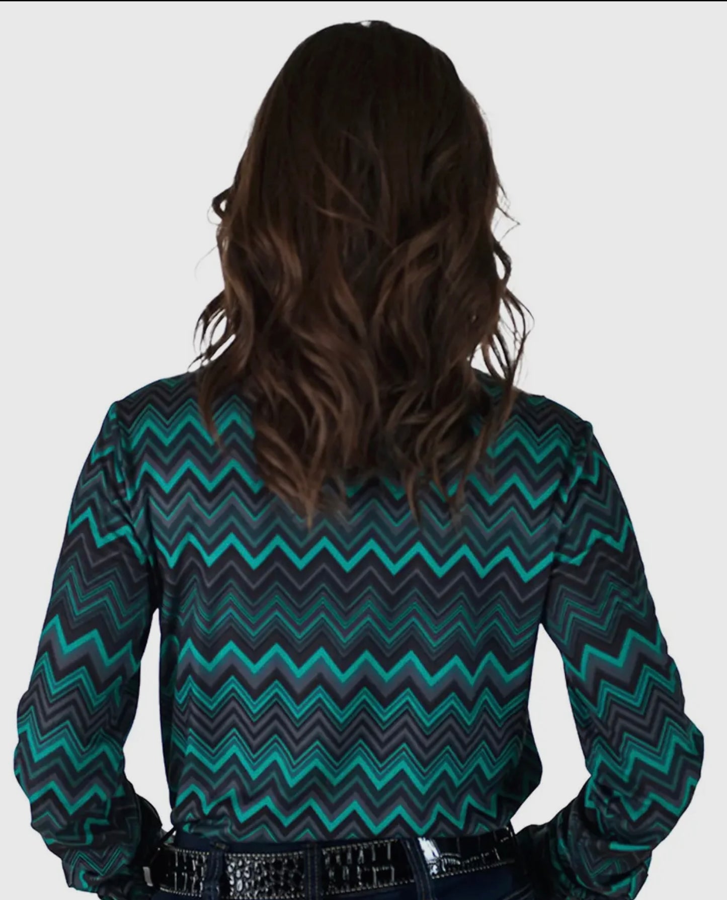 Pullover Chevron Print Stretch Jersey Button Up