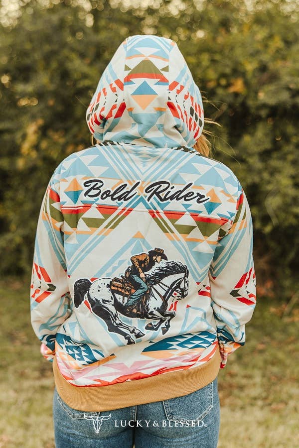 Aztec Bold Rider Printed Drawstring Hoodie
