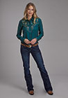 WOMENS L/S SHIRT EMBROIDERY/APPLIQUE/NOVELTY FABRIC RAYON CHALLIS SHIRT Roper