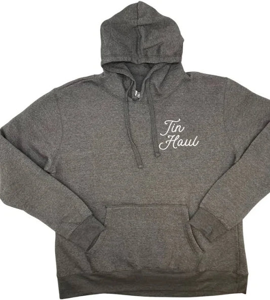 WOMENS TIN HAUL HOODIE GRAY WITH LITTLE LOGO ON LEFT CHEST