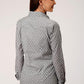 Woman's Long Sleeve Shirt Gray and White Checkered Diamond Print