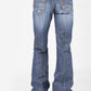 WOMANS STETSON JEAN WITH PIECED BACK PKT W/GOLD STITCHING,