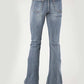 WOMANS TIN HAUL WOMENS JEAN  LIBBY HIGH RISE FLARE ANVIL AND HAMMER EMB ON BACK PKT