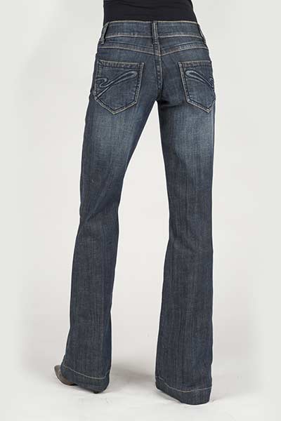 WOMANS STETSON JEAN BLUE DENIM TROUSER "S" ON BACK PKT