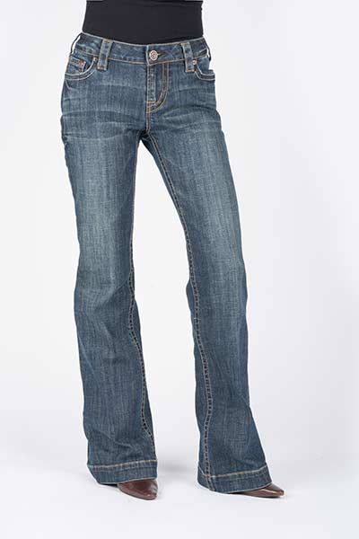 WOMANS STESTON JEAN OPEN PKT W/STITCHED CIRLCE