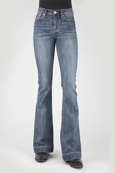 WOMANS STETSON JEAN PLAIN BACK PKT HIGH RISE FLARE,