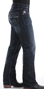 Cinch Men's Performance Denim  Mid Rise Relaxed Fit Boot Cut Jeans Sliver Label