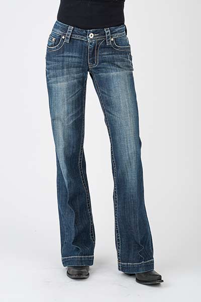 WOMANS STETSON JEANS WITH PIECED BACK PKT W/DECO STITCH EMB