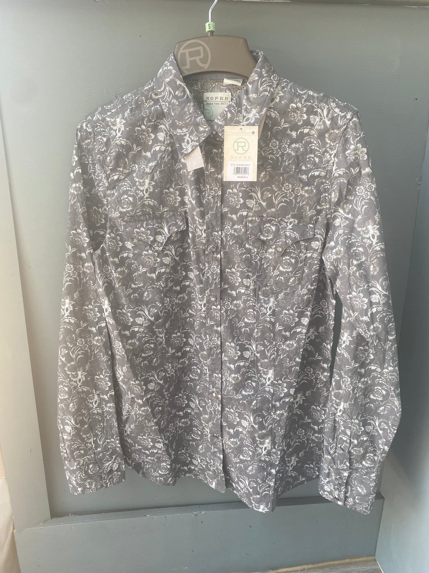 Roper Women's Western Long Sleeve Shirt Sliver and Vine Print