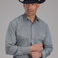 Men Roper grey textured snap long sleeve shirt