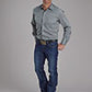 Men Roper grey textured snap long sleeve shirt