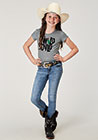GIRLS KNIT    NOVELTY/APPLIQUE/EMBROIDERY PRINTED KNIT                               2011 LT. GREY P/R SHORT SLEEVE TEE