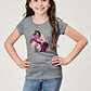 GIRLS KNIT   NOVELTY/APPLIQUE/EMBROIDERY PRINTED KNIT  LT GRY P/R SS TEE