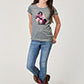 GIRLS KNIT   NOVELTY/APPLIQUE/EMBROIDERY PRINTED KNIT  LT GRY P/R SS TEE