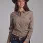 Women Roper long sleeve snap brown