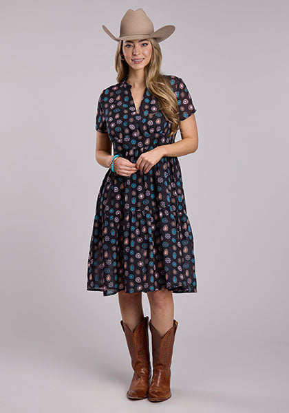 2842 BL CONCHO GEORGETTE DRESS