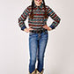 GIRLS L/S SHIRT   HORIZONTAL PRINT DESIG AZTEC STRIPE PRINT