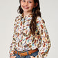 GIRLS L/S SHIRT   RELATED SEPERATE  FEATHER TOSS PRINTED RAYON