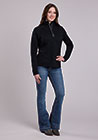 WOMENS OUTWEAR POLY RIBBED PULLOVER 3/4 ZIP JACKET