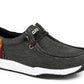 WOMEN'S FOOTWEAR BLACK CANVAS WITH AZTEC HEEL DESIGN