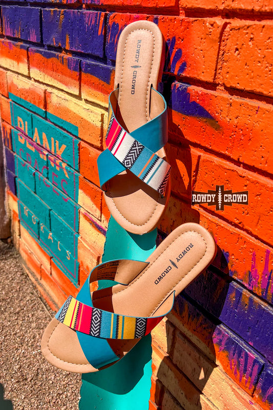Turqoise and Serape straped sandles womens Rowdy