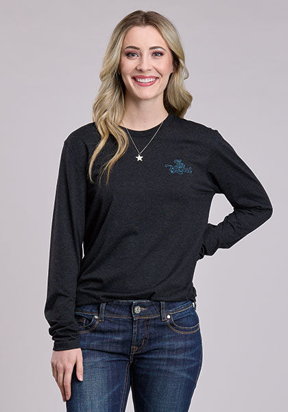 WOMENS L/S SHIRT TIN HAUL KNIT W/ EMB/APPLIQ/NOVELTY SCRIPT W/ SUCCULENTS