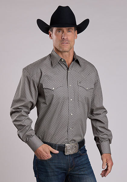 MEN'S L/S SHIRT STETSON SNAP 2 POCKET PRINT POLARIS GEO