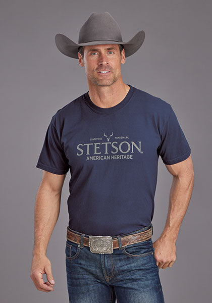 UNISEX ADULT T-SHIRT   STETSON SHORT SLEEVE T-SHIRT STETSON AMERICAN HERTIFAGE SCREEN PRIN