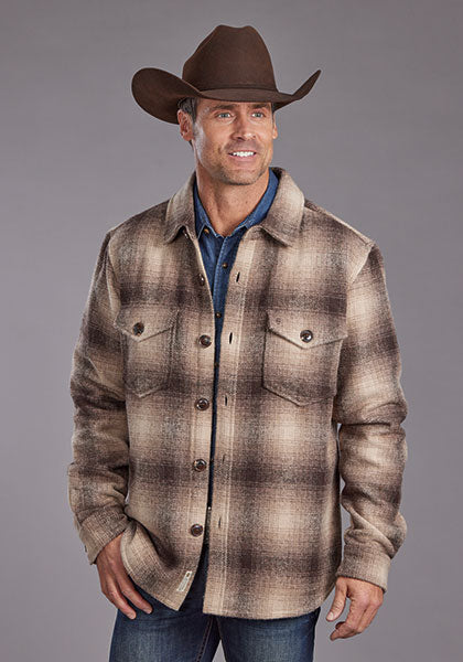 MENS OUTERWEAR   STETSON SHIRT JACKET LINNED WOOL PLAID SHIRT-JACKET