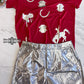 Red Tee with Metallic western prints  womens Rowdy