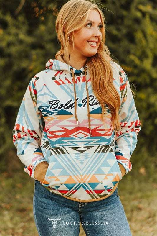 Aztec Bold Rider Printed Drawstring Hoodie