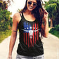 Black Cowgirl Patriotic American Flag and Cow Skull tank top